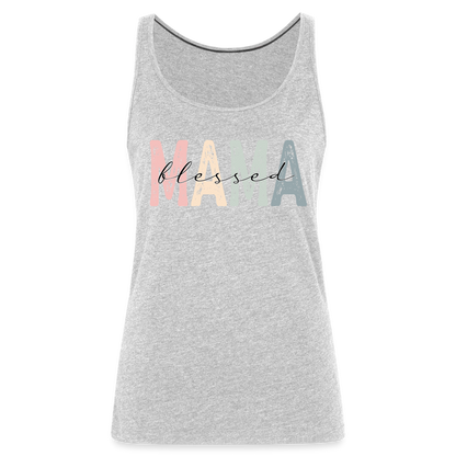 Blessed Mama Premium Tank Top (Retro Design) - heather gray