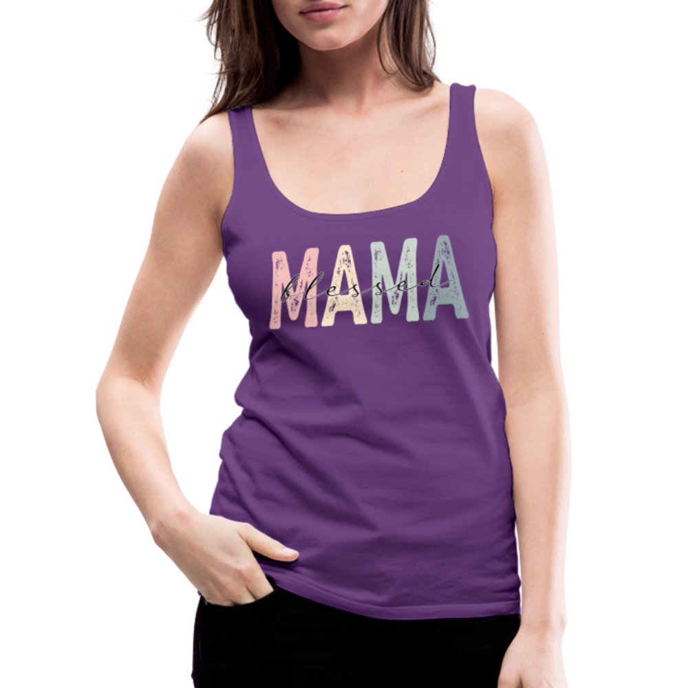 Blessed Mama Premium Tank Top (Retro Design) - purple