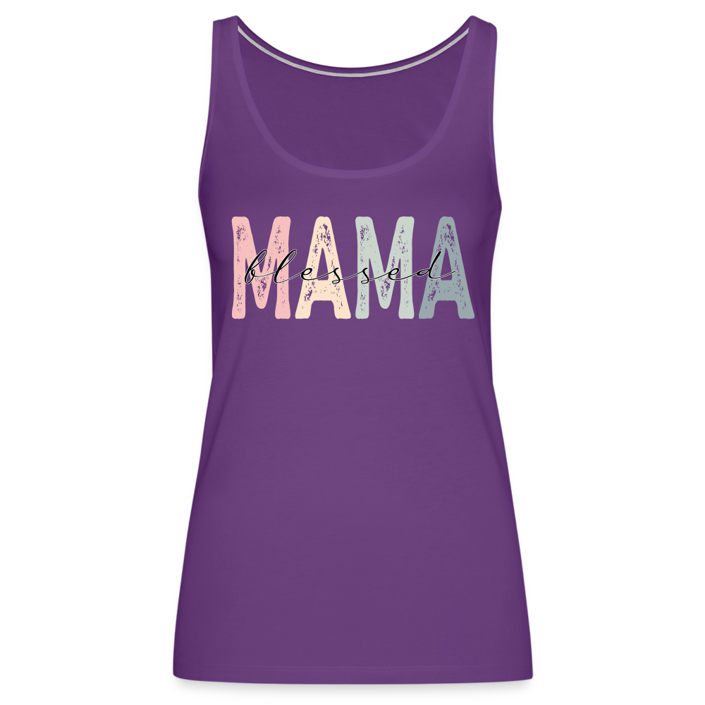 Blessed Mama Premium Tank Top (Retro Design) - purple