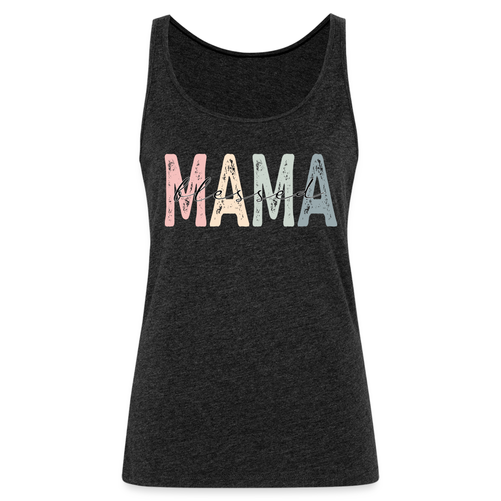 Blessed Mama Premium Tank Top (Retro Design) - charcoal grey