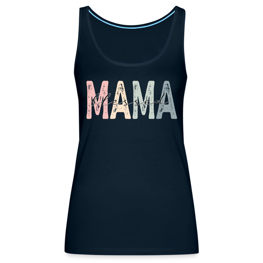 Blessed Mama Premium Tank Top (Retro Design) - deep navy