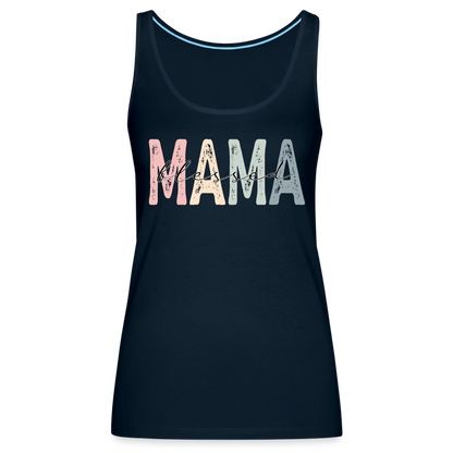 Blessed Mama Premium Tank Top (Retro Design) - deep navy