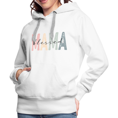 Blessed Mama Premium Hoodie (Retro Design) - white