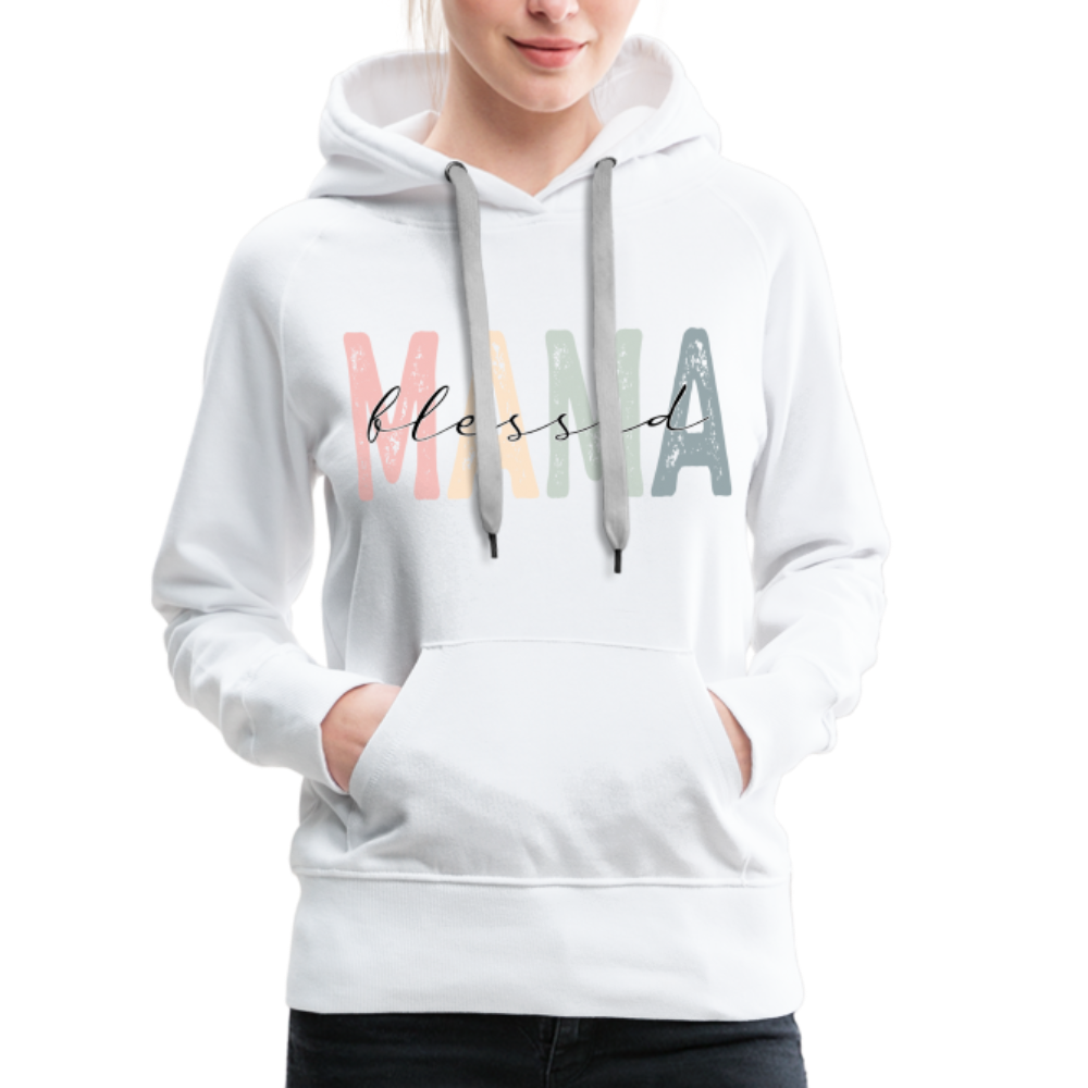 Blessed Mama Premium Hoodie (Retro Design) - white