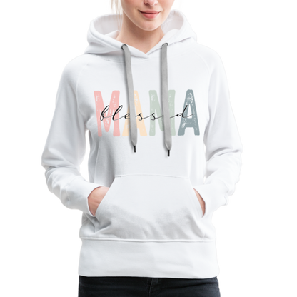 Blessed Mama Premium Hoodie (Retro Design) - white