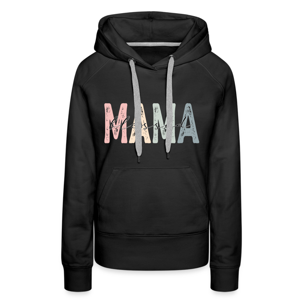 Blessed Mama Premium Hoodie (Retro Design) - black