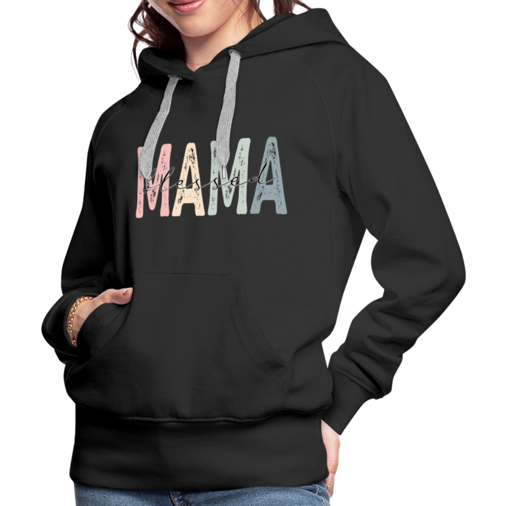 Blessed Mama Premium Hoodie (Retro Design) - black