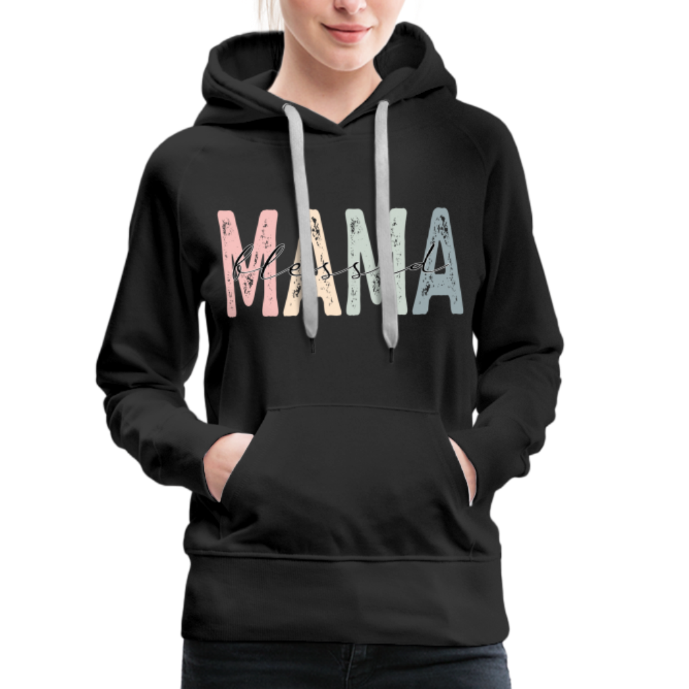 Blessed Mama Premium Hoodie (Retro Design) - black