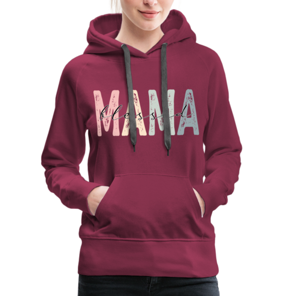 Blessed Mama Premium Hoodie (Retro Design) - burgundy