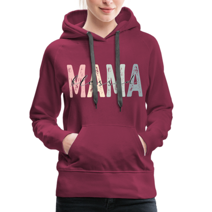 Blessed Mama Premium Hoodie (Retro Design) - burgundy