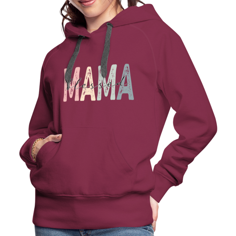 Blessed Mama Premium Hoodie (Retro Design) - burgundy