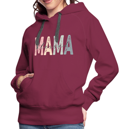 Blessed Mama Premium Hoodie (Retro Design) - burgundy