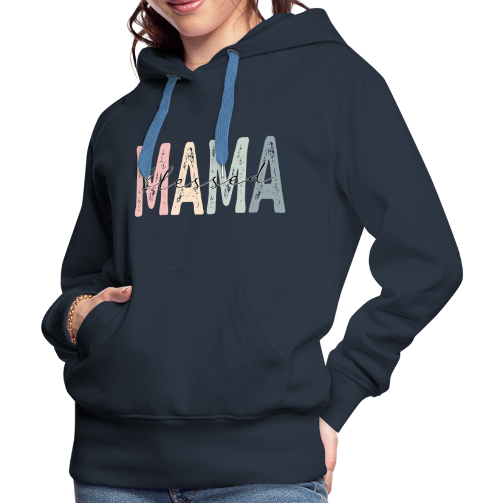 Blessed Mama Premium Hoodie (Retro Design) - navy