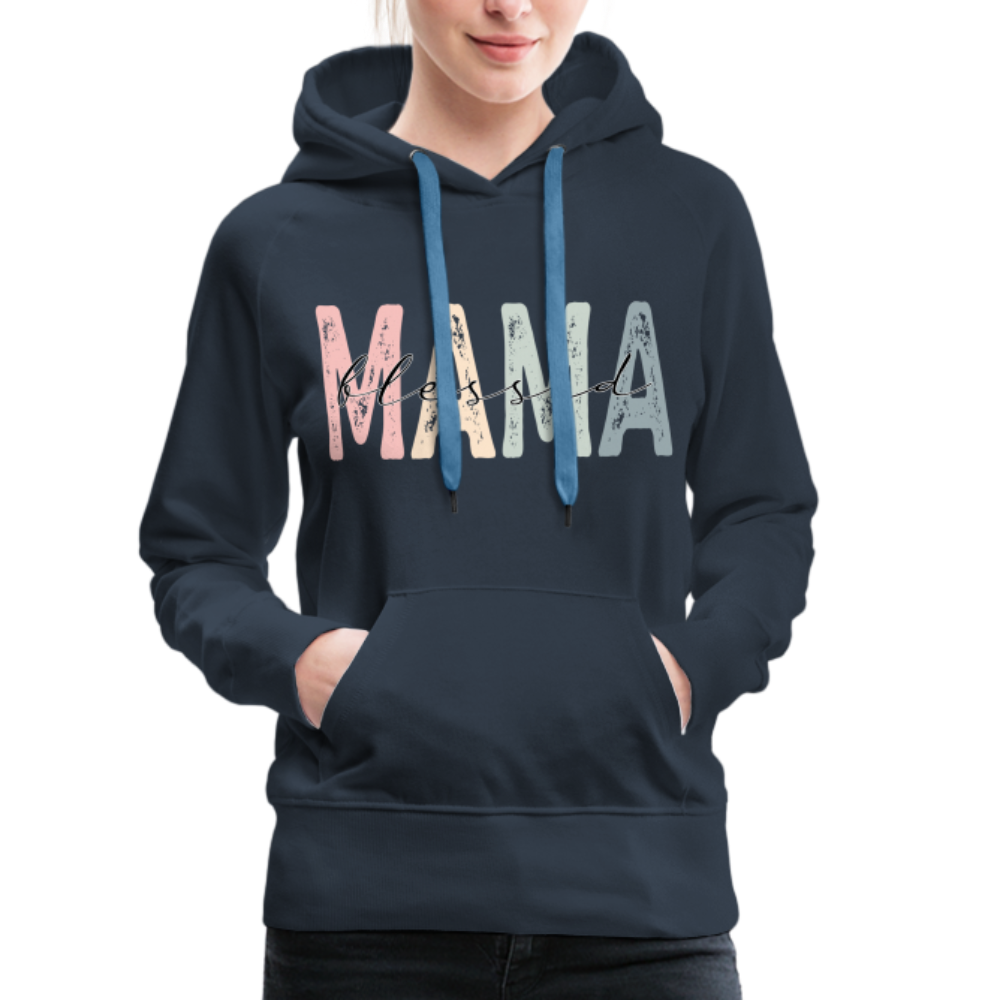 Blessed Mama Premium Hoodie (Retro Design) - navy