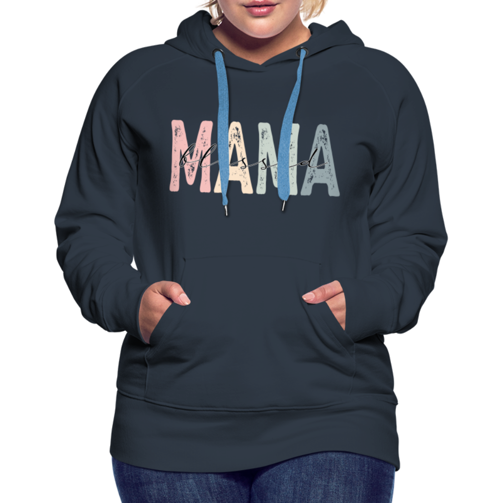 Blessed Mama Premium Hoodie (Retro Design) - navy