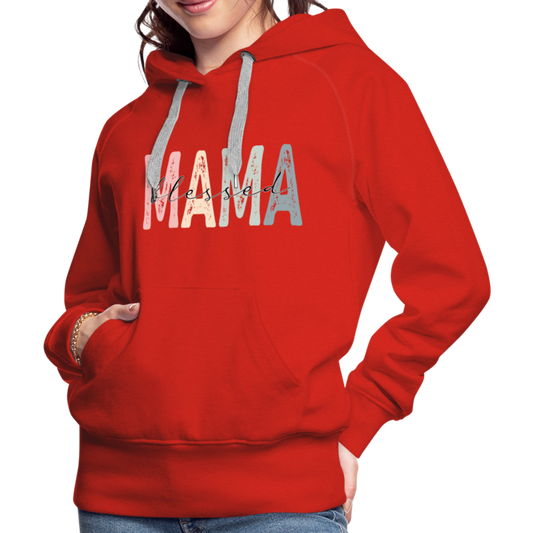Blessed Mama Premium Hoodie (Retro Design) - red
