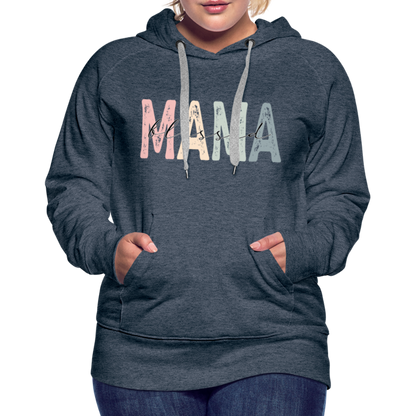 Blessed Mama Premium Hoodie (Retro Design) - heather denim