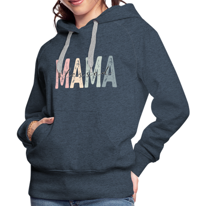 Blessed Mama Premium Hoodie (Retro Design) - heather denim