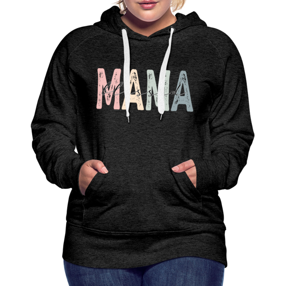 Blessed Mama Premium Hoodie (Retro Design) - charcoal grey