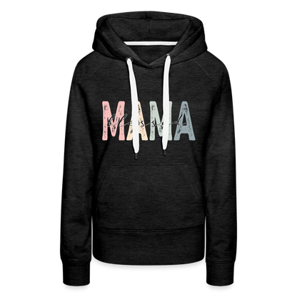 Blessed Mama Premium Hoodie (Retro Design) - charcoal grey