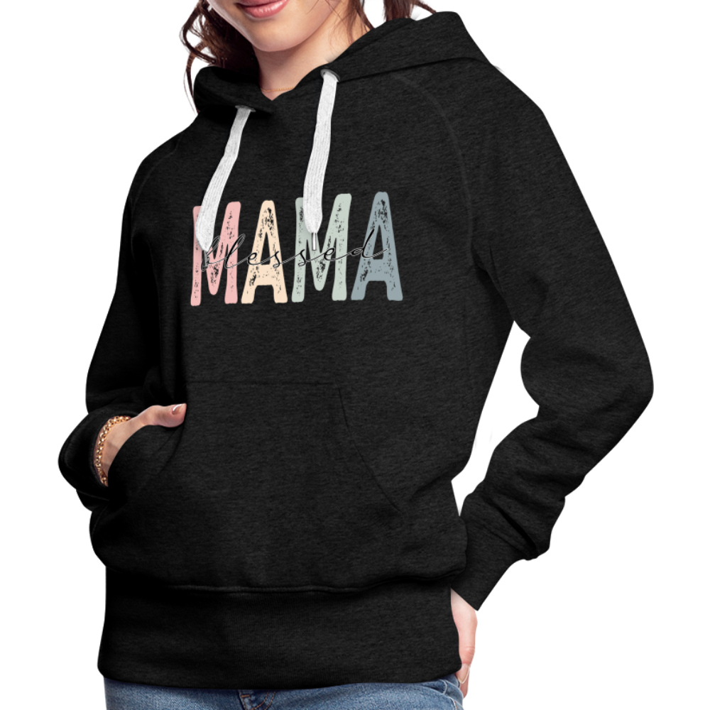 Blessed Mama Premium Hoodie (Retro Design) - charcoal grey