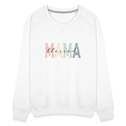 Blessed Mama Premium Sweatshirt (Retro Design) - white