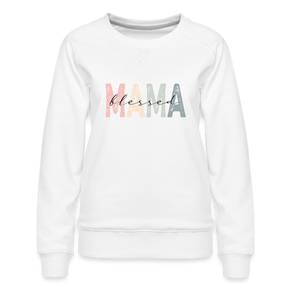 Blessed Mama Premium Sweatshirt (Retro Design) - white
