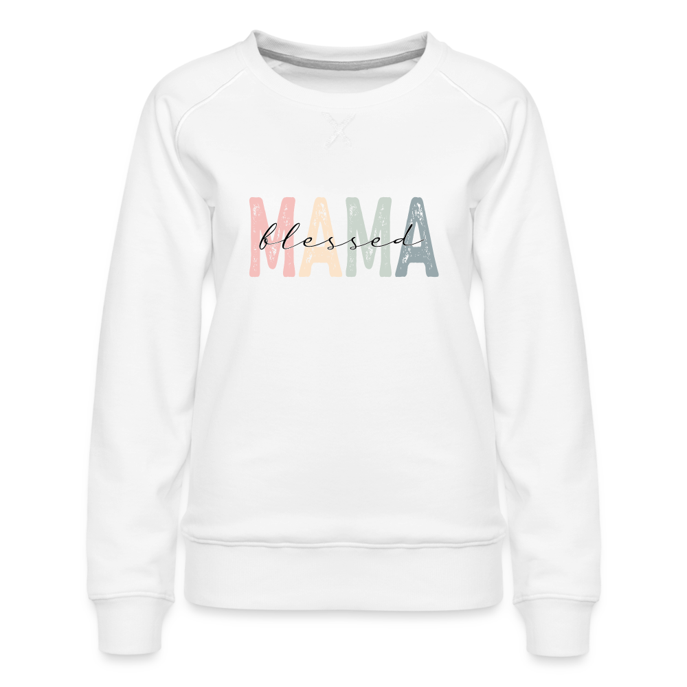 Blessed Mama Premium Sweatshirt (Retro Design) - white