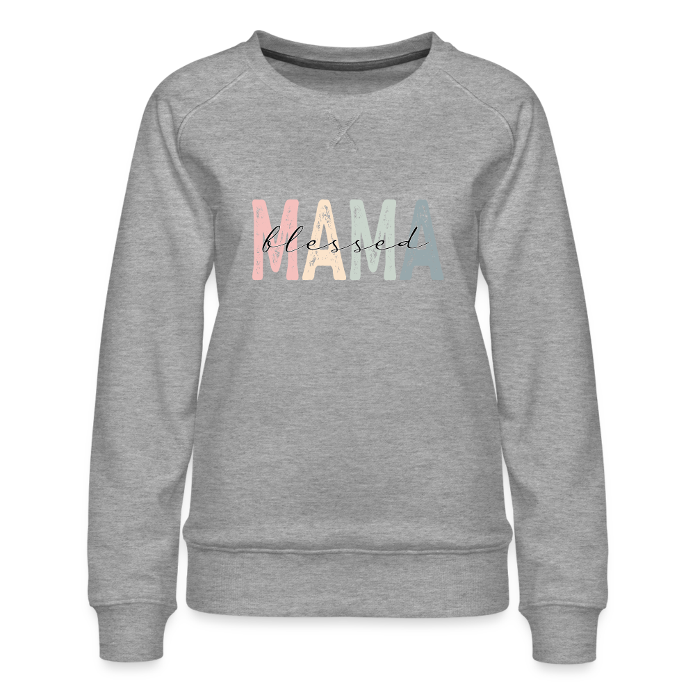Blessed Mama Premium Sweatshirt (Retro Design) - heather grey