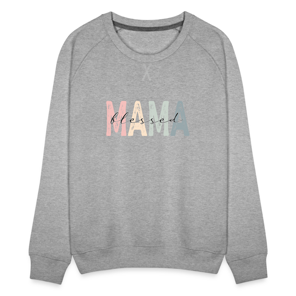 Blessed Mama Premium Sweatshirt (Retro Design) - heather grey
