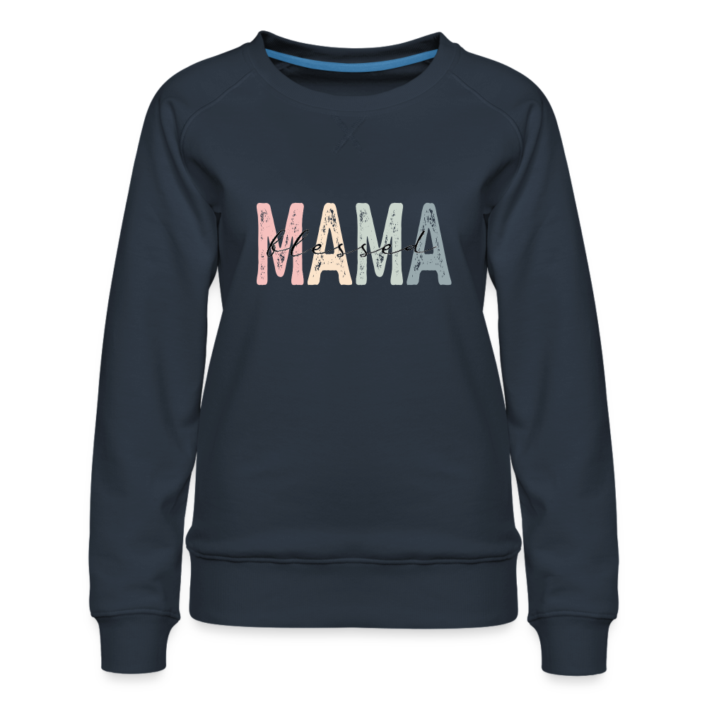 Blessed Mama Premium Sweatshirt (Retro Design) - navy