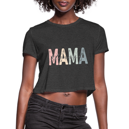 Blessed Mama Cropped T-Shirt (Retro Design) - deep heather