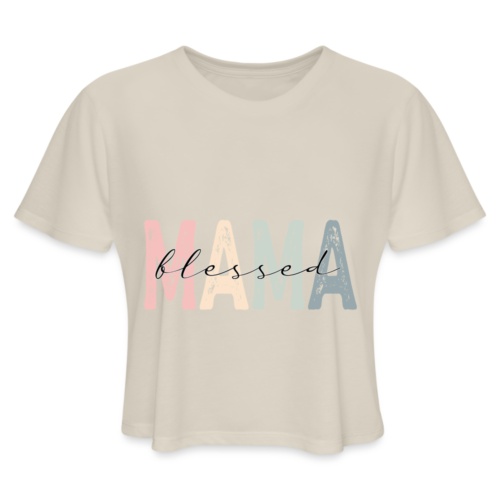 Blessed Mama Cropped T-Shirt (Retro Design) - dust