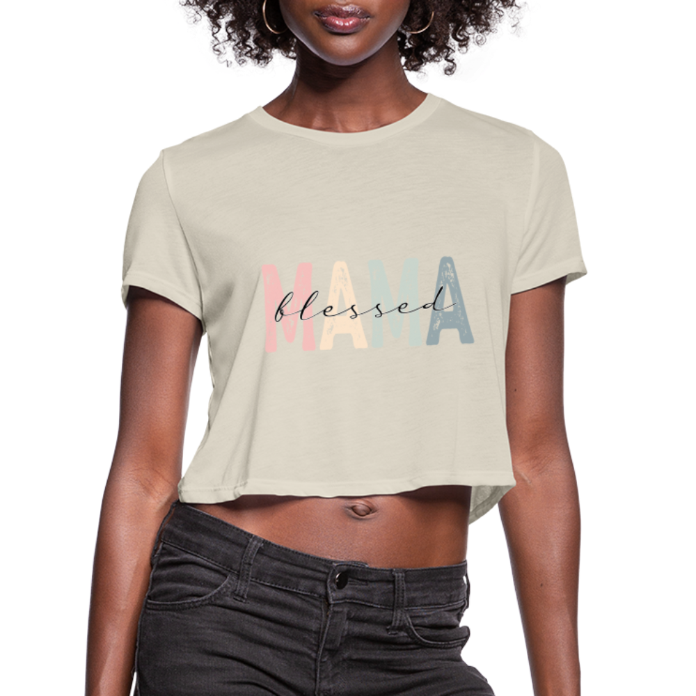 Blessed Mama Cropped T-Shirt (Retro Design) - dust