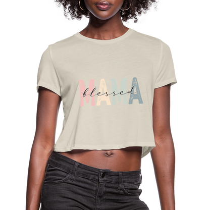 Blessed Mama Cropped T-Shirt (Retro Design) - dust