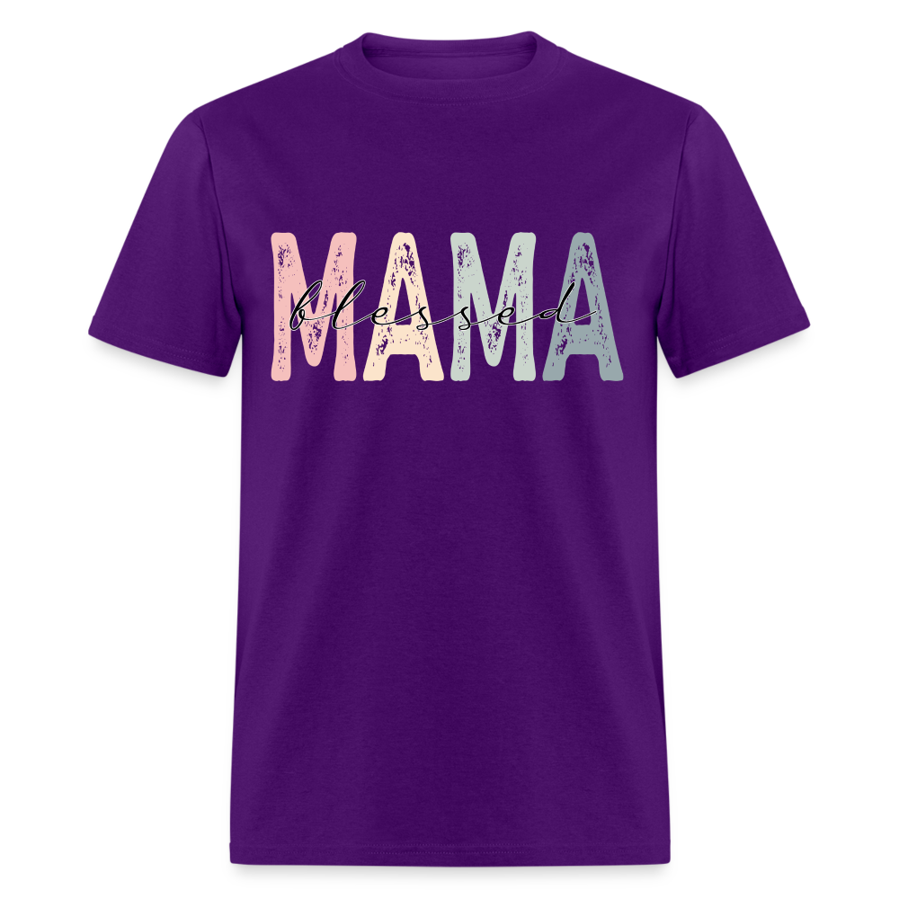 Blessed Mama Classic T-Shirt (Retro Design) - purple