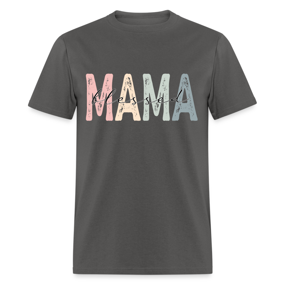 Blessed Mama Classic T-Shirt (Retro Design) - charcoal