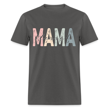 Blessed Mama Classic T-Shirt (Retro Design) - charcoal