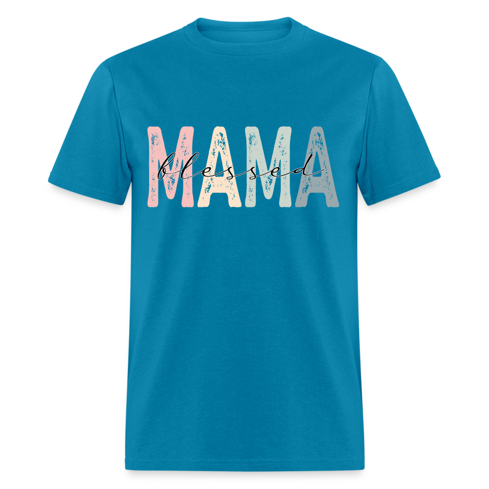 Blessed Mama Classic T-Shirt (Retro Design) - turquoise