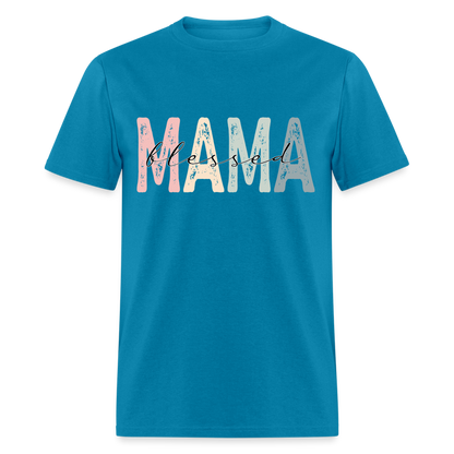 Blessed Mama Classic T-Shirt (Retro Design) - turquoise