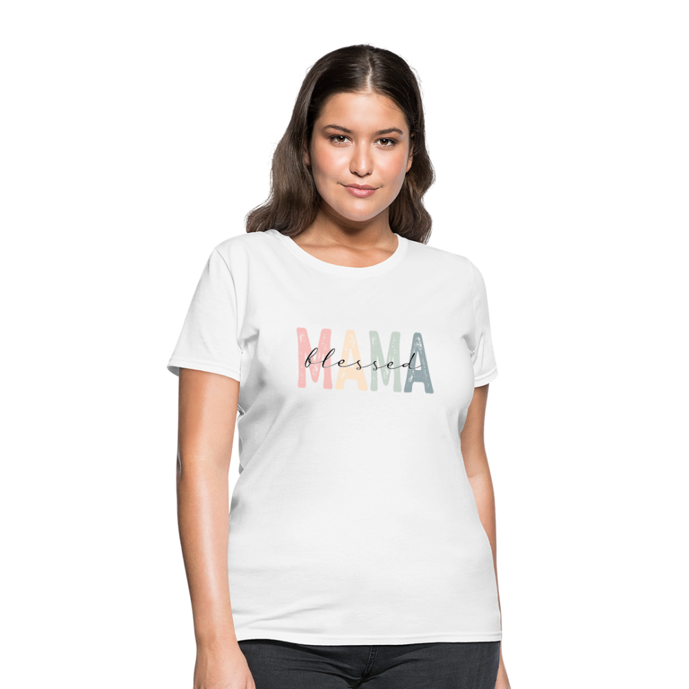 Blessed Mama Women's T-Shirt (Retro Design) Color: heather pink
