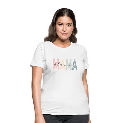 Blessed Mama Women's T-Shirt (Retro Design) - white