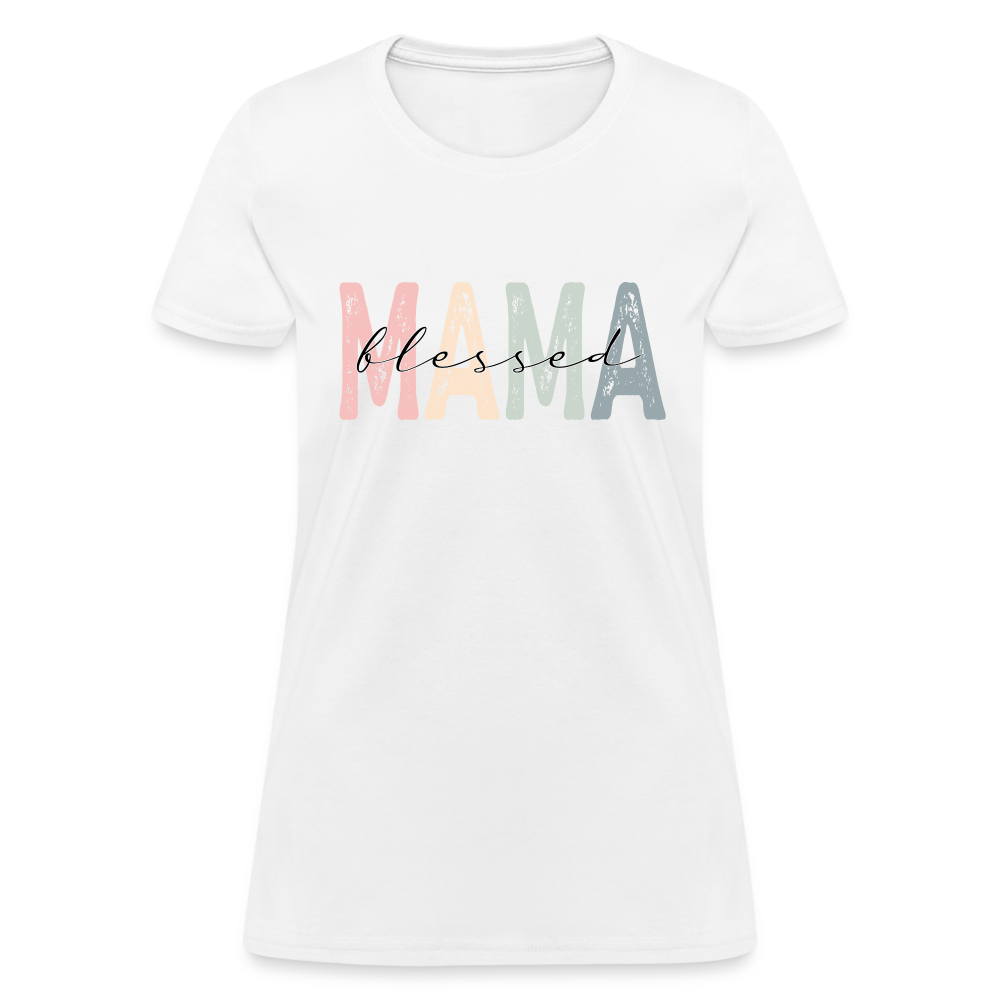 Blessed Mama Women's T-Shirt (Retro Design) - white