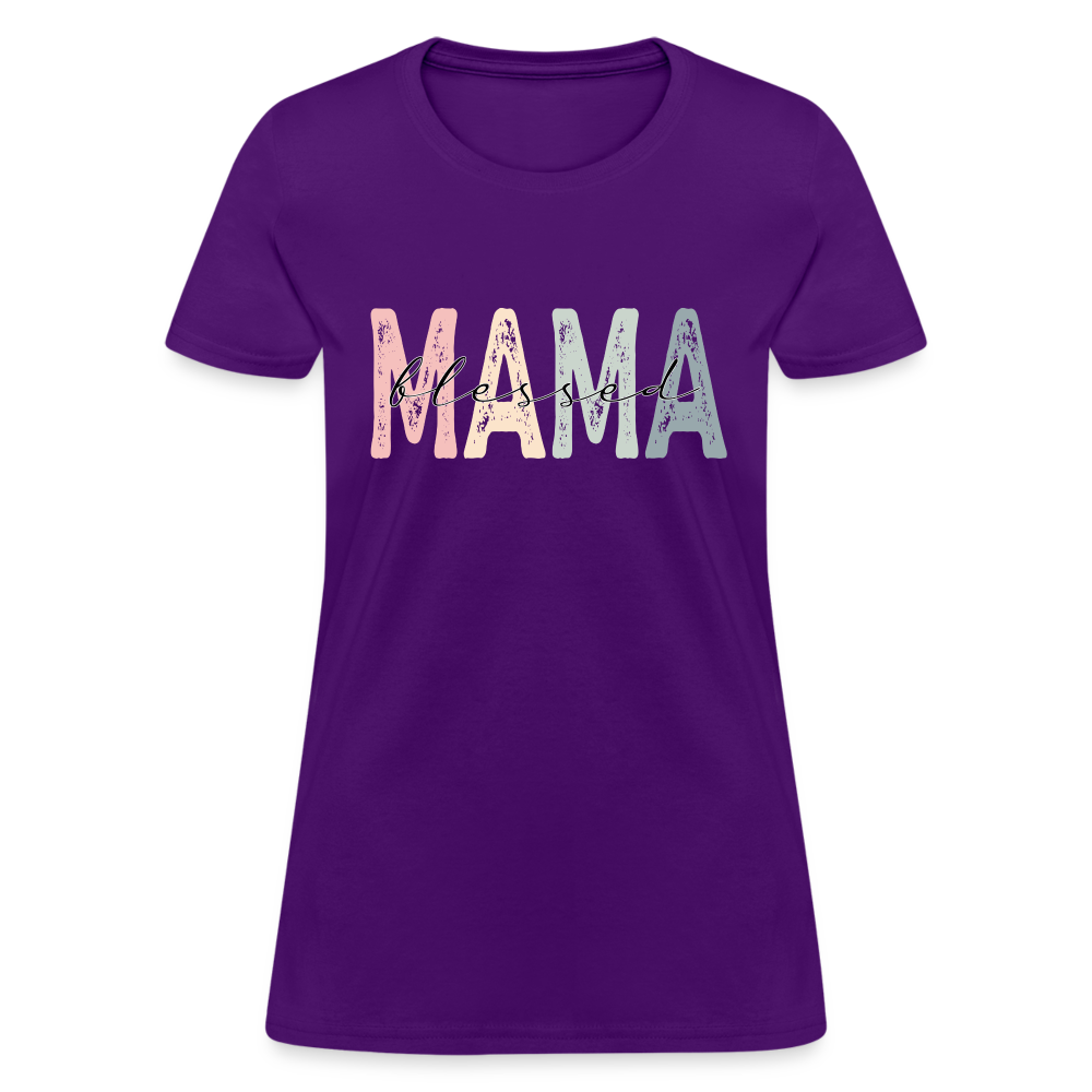 Blessed Mama Women's T-Shirt (Retro Design) - purple