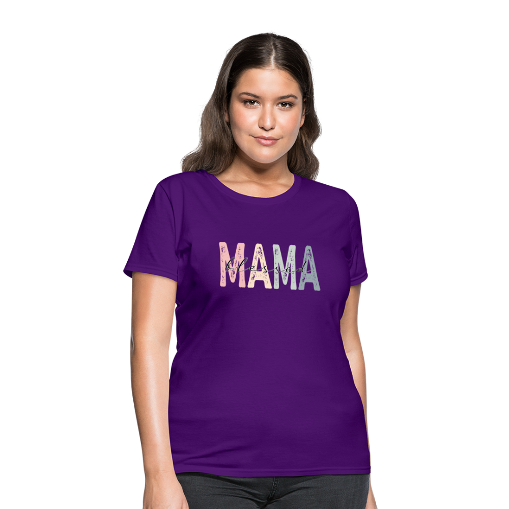 Blessed Mama Women's T-Shirt (Retro Design) - purple