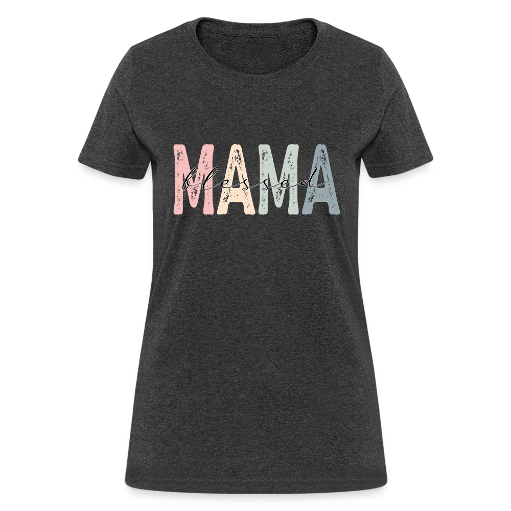 Blessed Mama Women's T-Shirt (Retro Design) - heather black