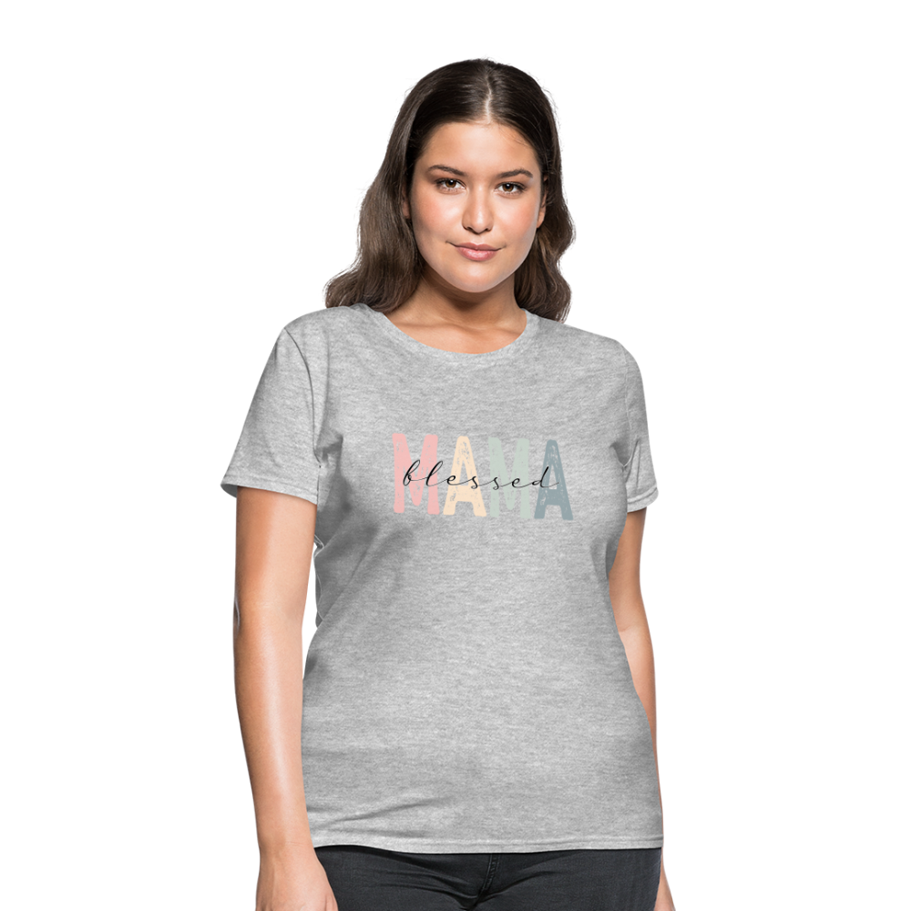 Blessed Mama Women's T-Shirt (Retro Design) - heather gray