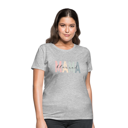 Blessed Mama Women's T-Shirt (Retro Design) - heather gray