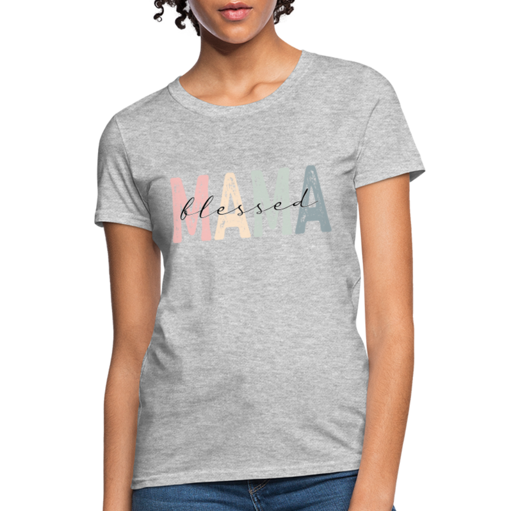 Blessed Mama Women's T-Shirt (Retro Design) Color: heather pink
