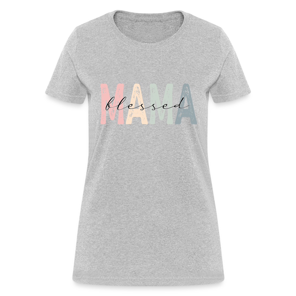 Blessed Mama Women's T-Shirt (Retro Design) - heather gray